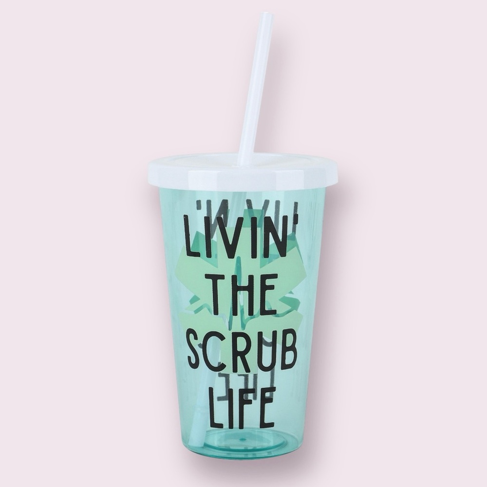 Livin’ the Scrub Life Nurse Tumbler & Straw Plastic Cup Thermos Medical Doctor